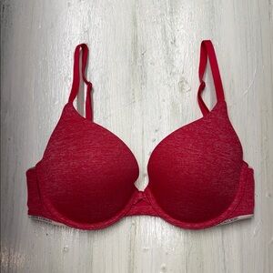 Victoria's Secret Uplift Demi Padded Perfect Coverage Bra Heather Red 32D